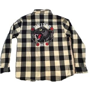 DGK Buffalo Check Panther Embroidered Heavyweight Flannel Shacket Men's Large